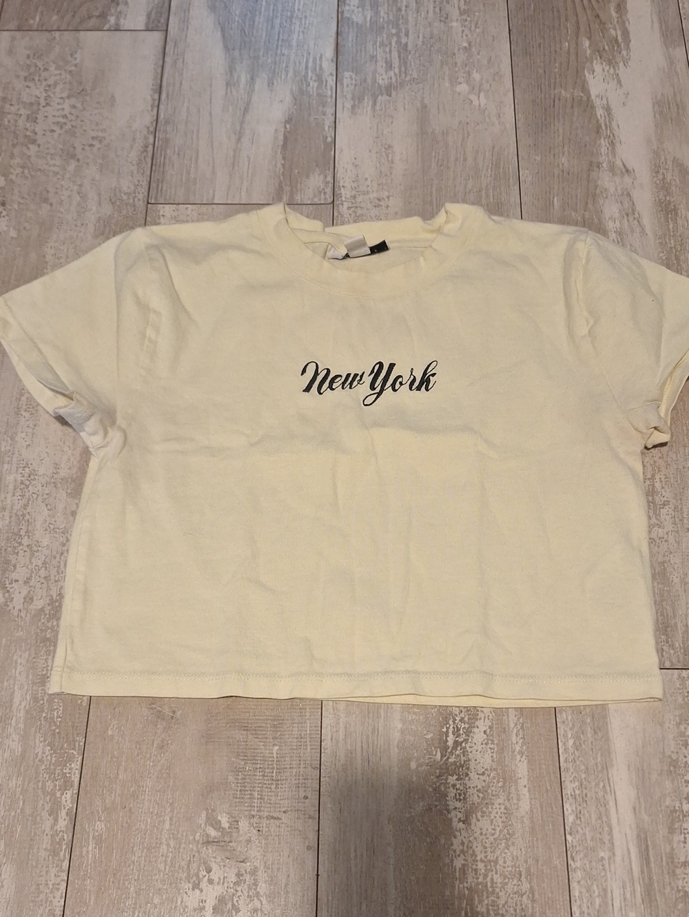 Topshop New York Script Crop Tee - Cream size 4